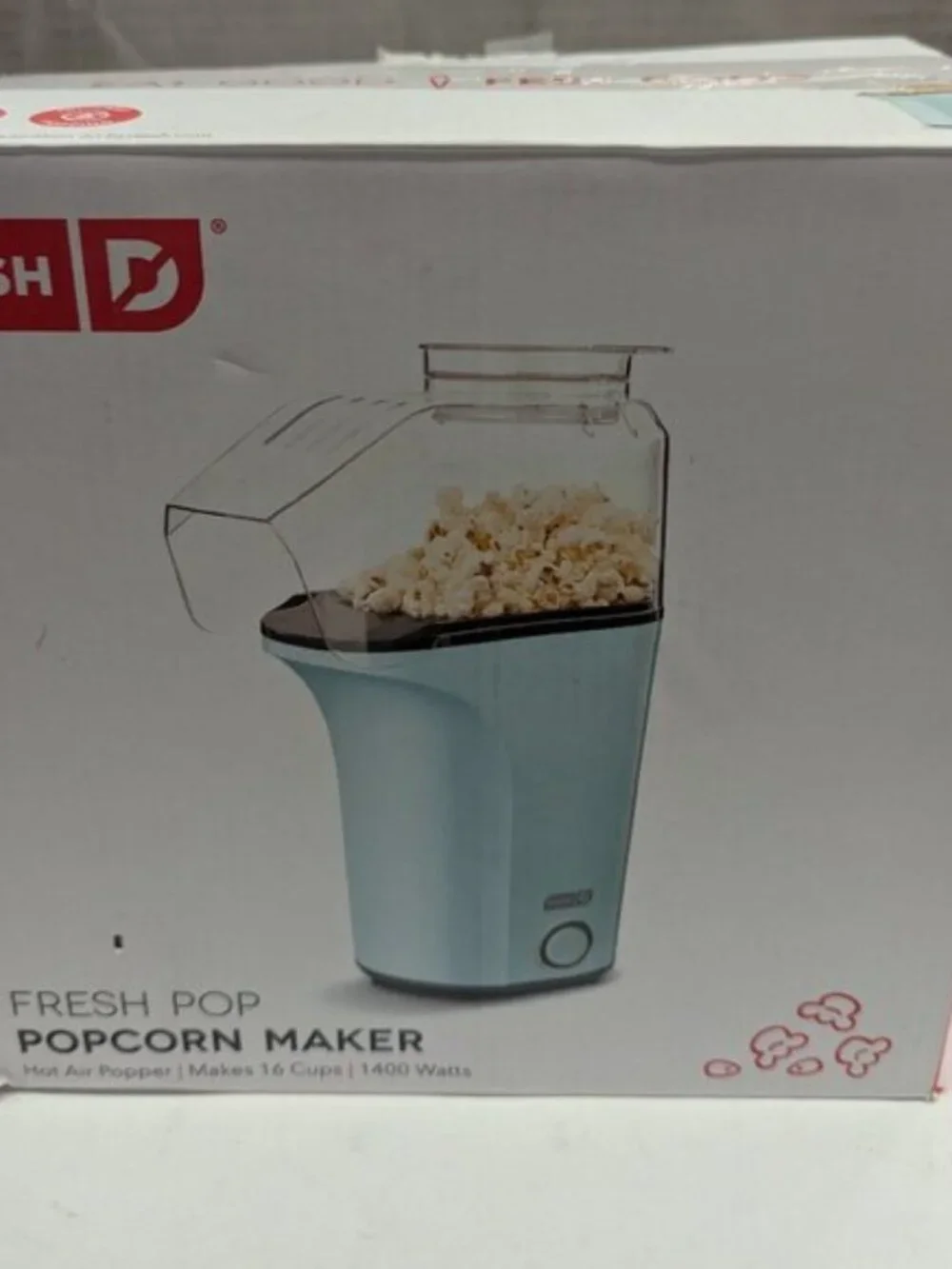 DASH Hot Air Popcorn Popper Maker with Measuring Cup 16 Cups- Aqua